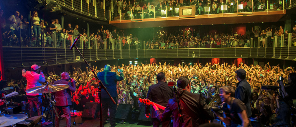 A jazz concert in Barcelona, Voll-Damm Barcelona International Jazz Festival, a jazz band and a big audience