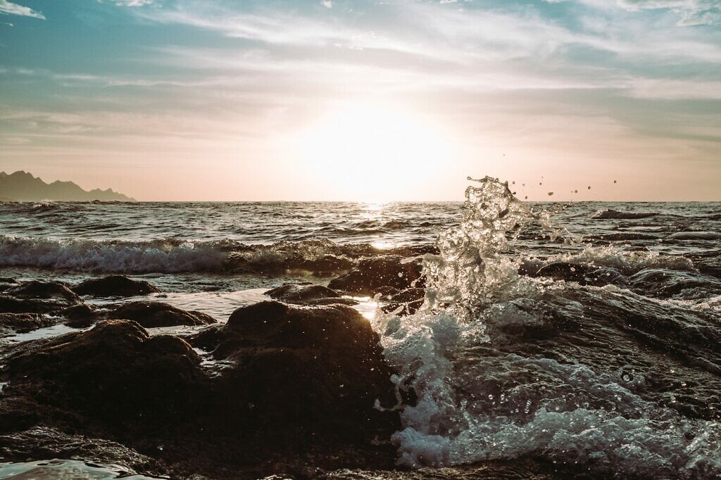 Ocean and sea shimmering under the sunlight in the Canary Islands